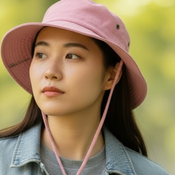 gelante Accessories - Pink Bucket Hat with Chin Cord